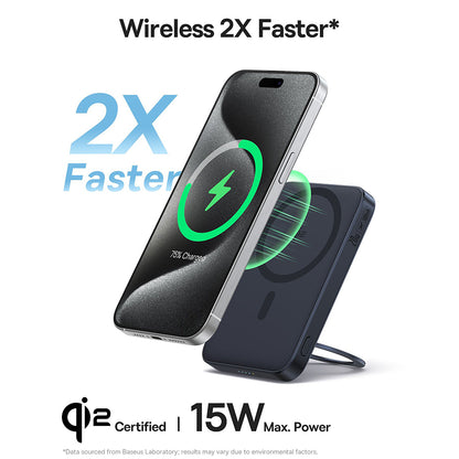 Batteria Esterna Wireless Baseus PicoGo, 5000mAh, 20W, PD + FQI, 1 x QI - 1 x USB-C, Nera P10076802123-00
