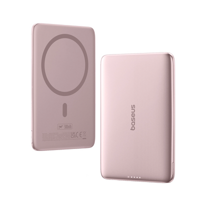 Batteria Esterna Wireless Baseus PicoGo AM41, 5000mAh, 20W, PD + FQI, 1 x QI - 1 x USB-C, Rosa