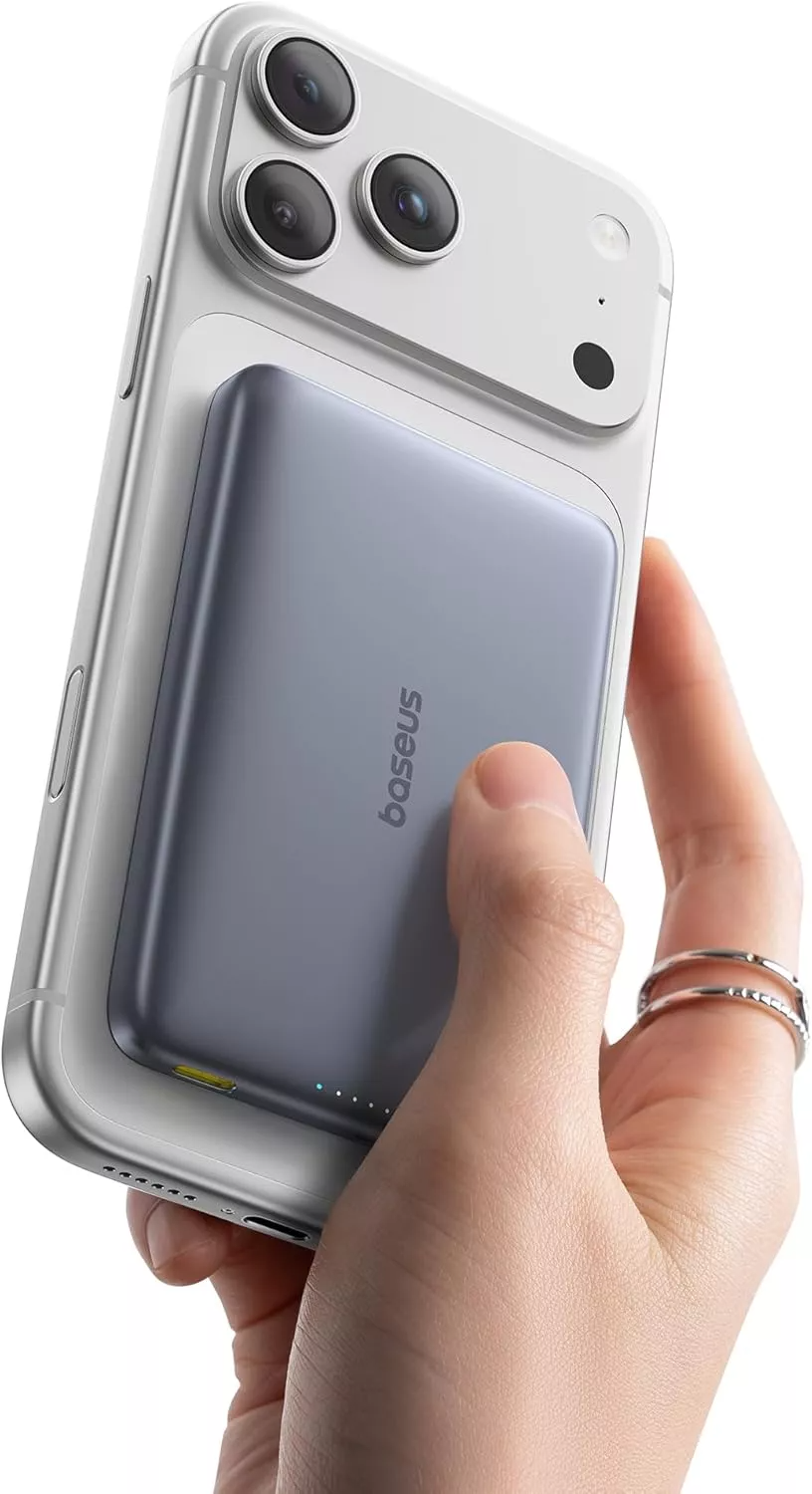 Batteria Esterna Wireless Baseus PicoGo AM41, 10000mAh, 27W, PD + FQI, 1 x QI - 1 x USB-C, Grigio E0027200