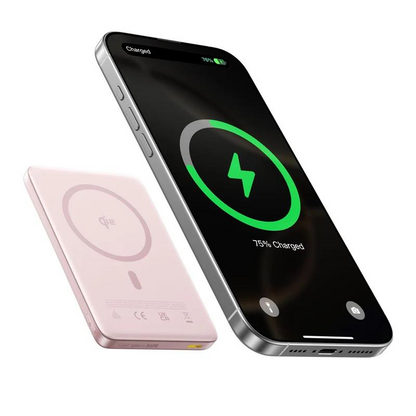 Batteria Esterna Wireless Baseus PicoGo AM41, 10000mAh, 27W, PD + FQI, 1 x QI - 1 x USB-C, Rosa E0027202
