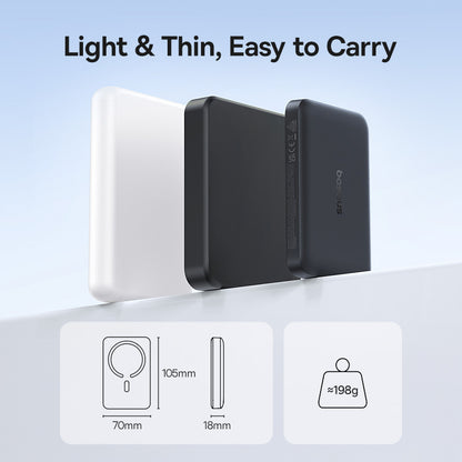 Batteria Esterna Wireless Baseus EnerFill FM11, 10000mAh, 30W, PD + FQI, 1 x QI - 1 x USB-C, Nera