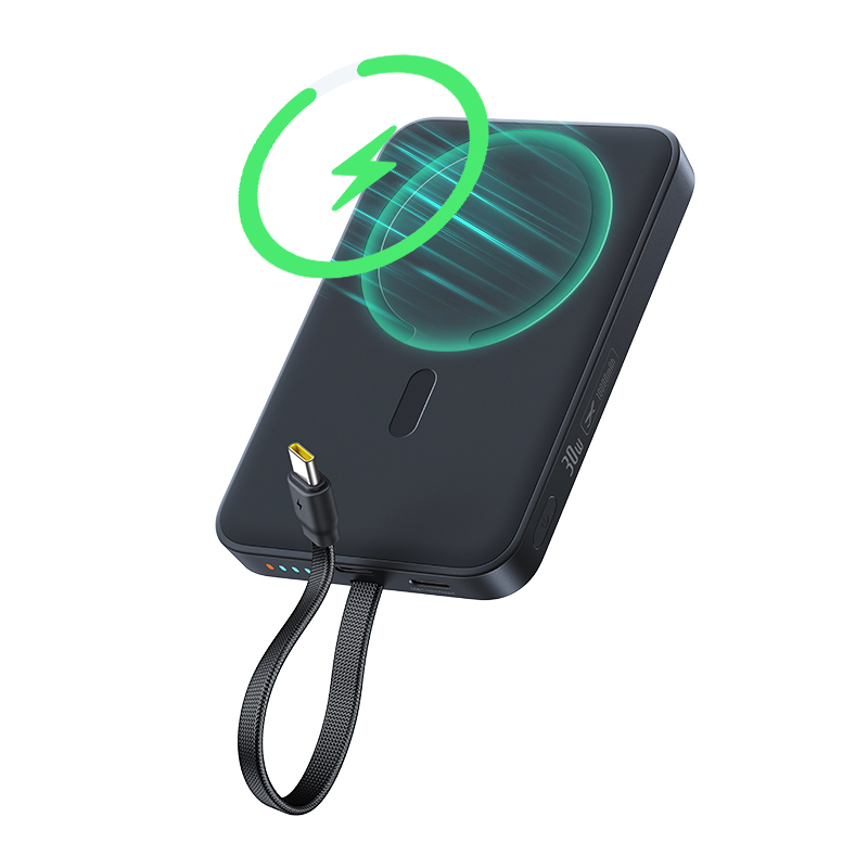 Batteria esterna wireless Baseus EnerFill FM11, 10000 mAh, 30 W, PD + FQI, 1 x QI - 2 x USB-C, nera E0028904