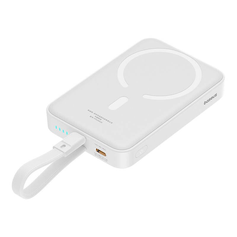 Batteria Esterna Wireless Baseus Magnetic Mini, 10000mAh, 20W, PD + FQI, 1 x Lightning - 1 x QI - 1 x USB-C, Bianca P10022109223-00