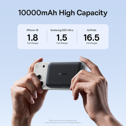 Batteria Esterna Wireless Baseus EnerFill FM11, 10000mAh, 30W, PD + FQI, 1 x QI - 1 x USB-C, Nera