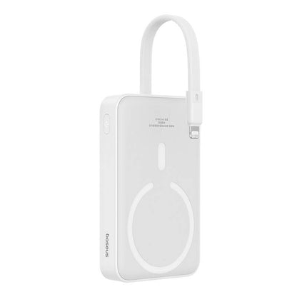 Batteria Esterna Wireless Baseus Magnetic Mini, 10000mAh, 20W, PD + FQI, 1 x Lightning - 1 x QI - 1 x USB-C, Bianca P10022109223-00