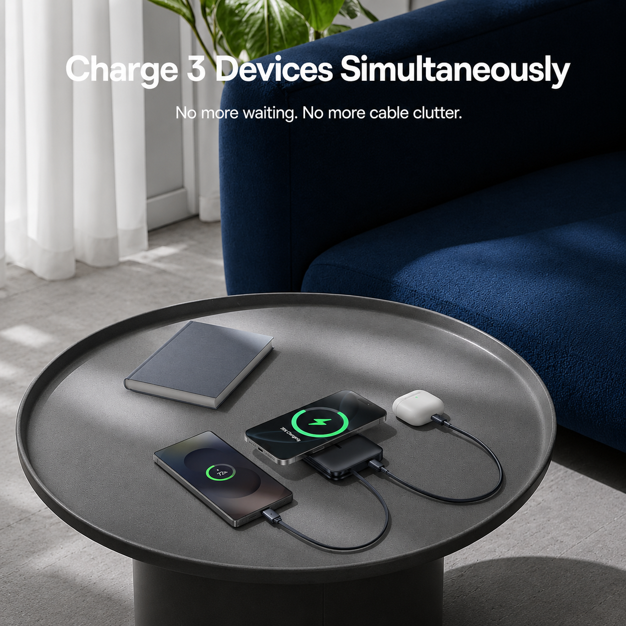 Batteria Esterna Wireless Baseus PicoGo AM61, 10000mAh, 45W, PD + FQI, 1 x QI - 2 x USB-C, Nera E0028V00