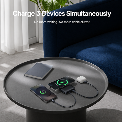 Batteria Esterna Wireless Baseus PicoGo AM61, 10000mAh, 45W, PD + FQI, 1 x QI - 2 x USB-C, Nera E0028V00