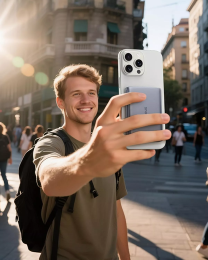 Batteria Esterna Wireless Baseus PicoGo AM41, 10000mAh, 27W, PD + FQI, 1 x QI - 1 x USB-C, Grigio E0027200