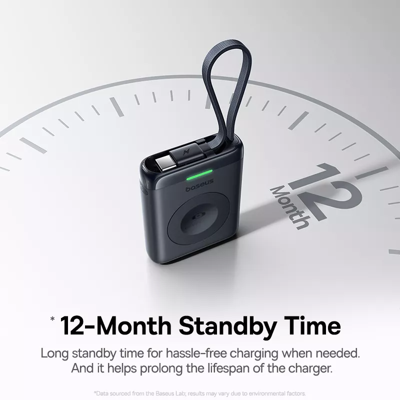 Batteria Esterna Wireless Baseus EnerFill FW11 per Apple Watch Series, 1640mAh, 5W, 1 x QI, Nera E0205301