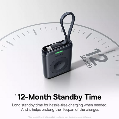 Batteria Esterna Wireless Baseus EnerFill FW11 per Apple Watch Series, 1640mAh, 5W, 1 x QI, Nera E0205301