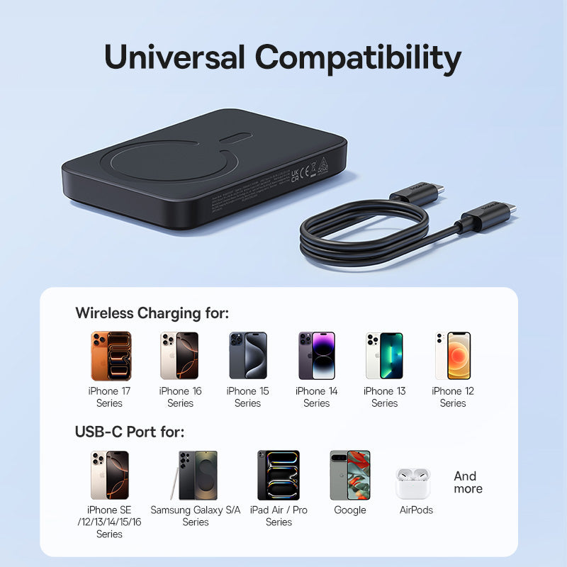 Batteria Esterna Wireless Baseus EnerFill FM11, 10000mAh, 30W, PD + FQI, 1 x QI - 1 x USB-C, Nera