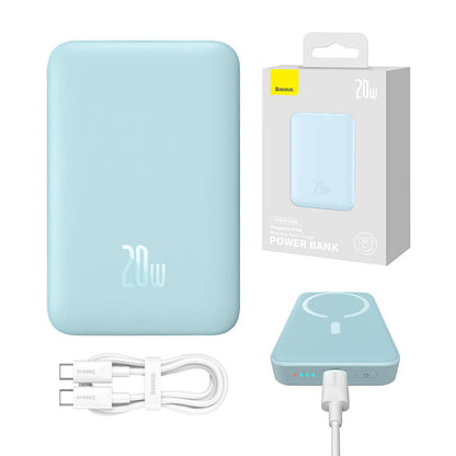 Batteria Esterna Wireless Baseus Magnetic Mini, 10000mAh, 20W, PD + FQI, 1 x QI - 1 x USB-C, Blu PPCX110103