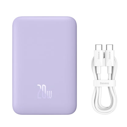 Batteria Esterna Wireless Baseus Magnetic Mini, 10000mAh, 20W, PD + FQI, 1 x QI - 1 x USB-C, Viola PPCX110105