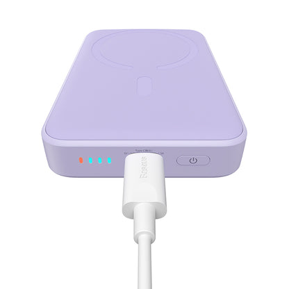 Batteria Esterna Wireless Baseus Magnetic Mini, 10000mAh, 20W, PD + FQI, 1 x QI - 1 x USB-C, Viola PPCX110105