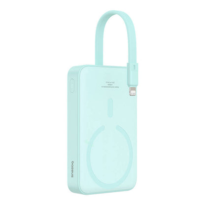 Batteria Esterna Wireless Baseus Magnetic Mini, 10000mAh, 20W, PD + FQI, 1 x Lightning - 1 x QI - 1 x USB-C, Verde P10022109333-00