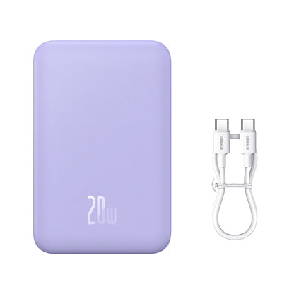 Batteria Esterna Wireless Baseus Magnetic Mini, 20000mAh, 20W, PD + FQI, 1 x QI - 1 x USB-C, Viola PPCX150005