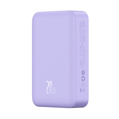 Batteria Esterna Wireless Baseus Magnetic Mini, 20000mAh, 20W, PD + FQI, 1 x QI - 1 x USB-C, Viola PPCX150005