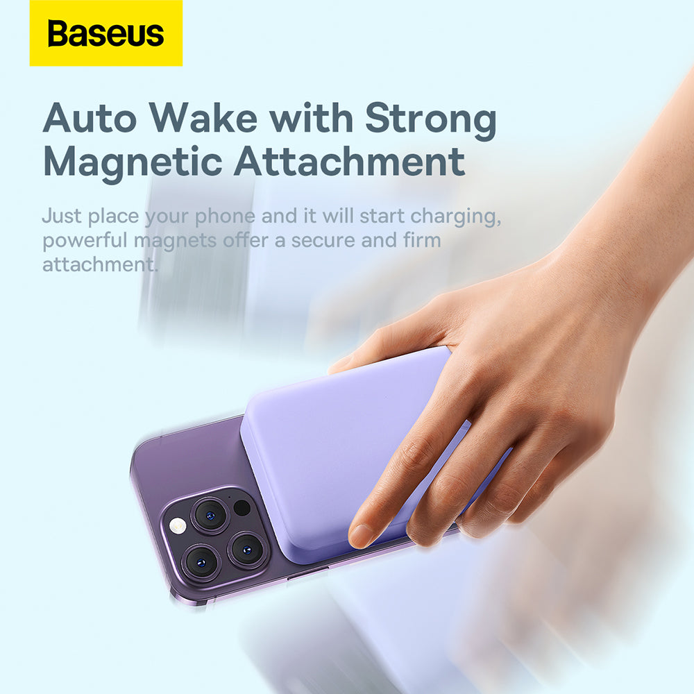 Batteria Esterna Wireless Baseus Magnetic Mini, 20000mAh, 20W, PD + FQI, 1 x QI - 1 x USB-C, Viola PPCX150005