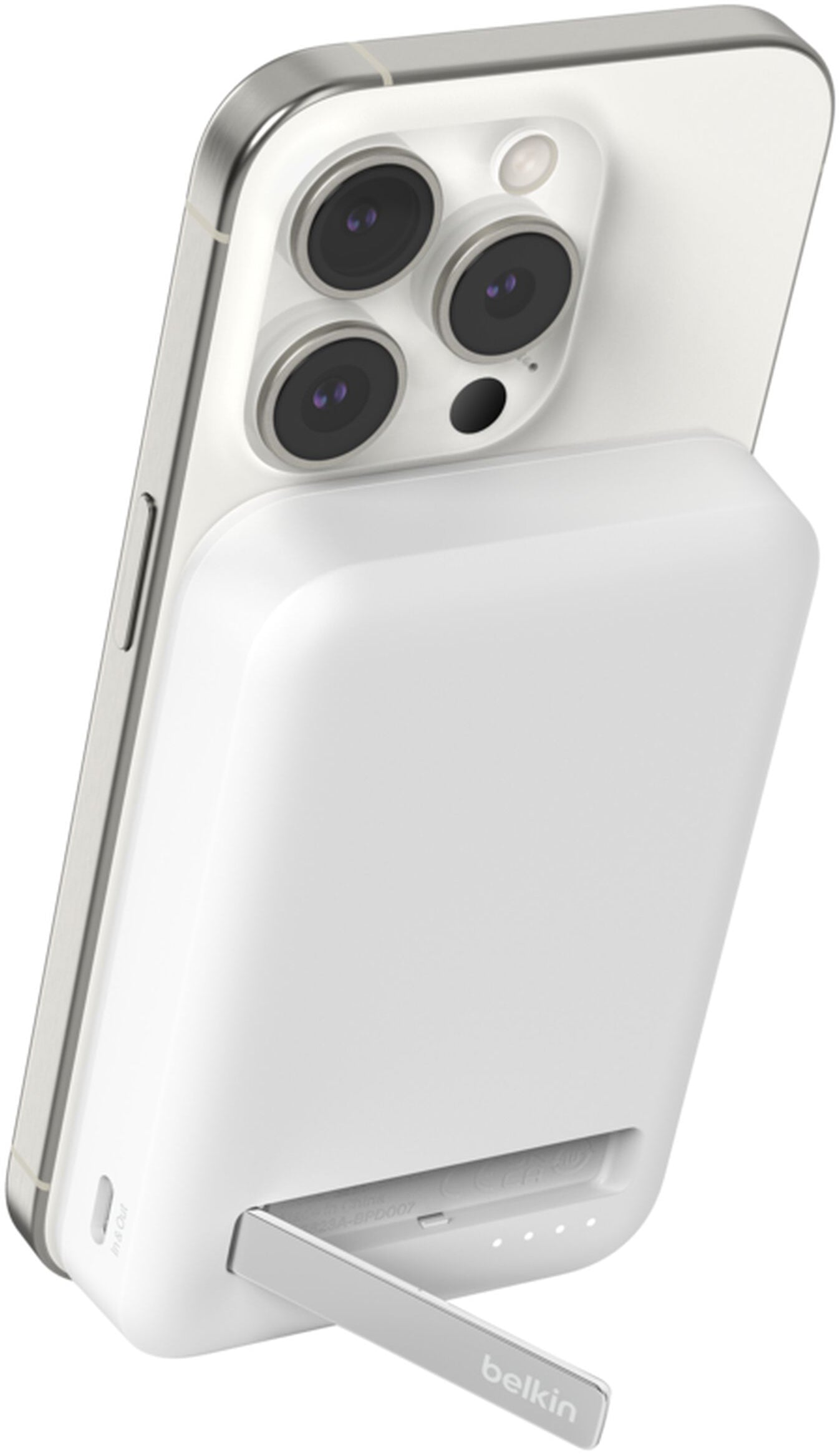 Batteria Esterna Wireless Belkin BoostCharge Pro con Kickstand, 8000mAh, 15W, FQI, 1 x QI - 1 x USB-C, Bianca BPD007btWH