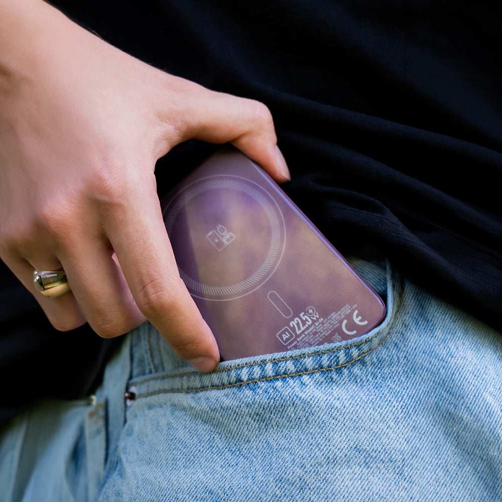Batteria esterna wireless Blavec BJ-04 Slim, 10000 mAh, 22,5 W, PD + FQI, 1 x QI - 1 x USB-C, viola