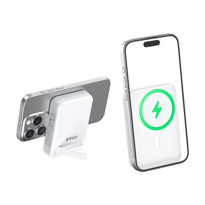 Batteria Esterna Wireless BWOO BO-P59, 10000mAh, 20W, PD + QI, 1 x QI - 1 x USB-C, Bianca