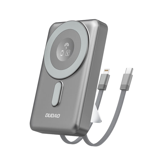 Batteria Esterna Wireless Dudao K29, 10000mAh, 20W, PD + FQI, 1 x Lightning - 1 x QI - 1 x USB-C, Grigio