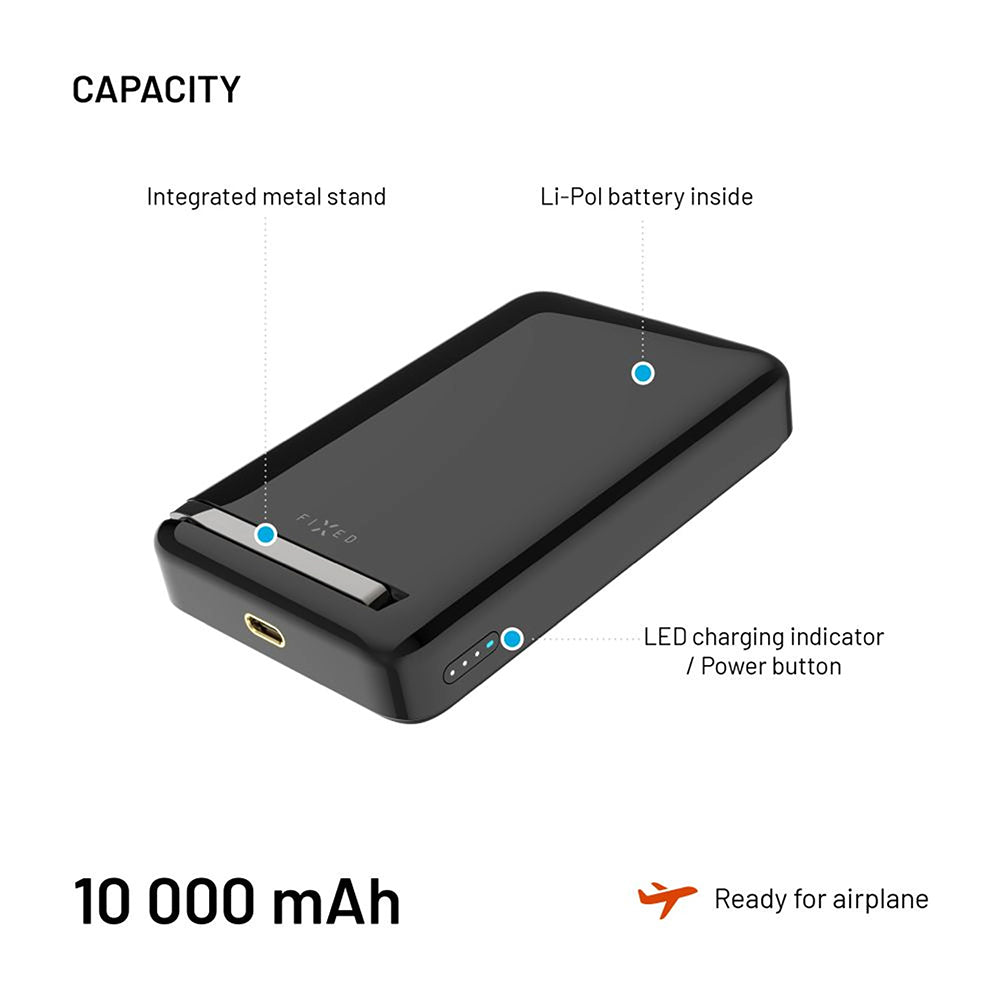 Batteria Esterna Wireless Fixed MagZen 10 Pro, 10000mAh, 30W, PD + FQI, 1 x QI - 1 x USB-C, Nera