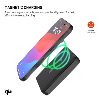 Batteria Esterna Wireless Fixed MagZen 10 Pro, 10000mAh, 30W, PD + FQI, 1 x QI - 1 x USB-C, Nera