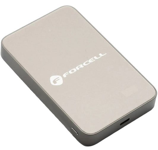 Batteria Esterna Wireless Forcell F5K8, 5000mAh, 15W, PD + FQI, 1 x QI - 1 x USB-C, Dorata