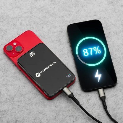 Batteria Esterna Wireless Forcell F5K8, 5000mAh, 15W, PD + FQI, 1 x QI - 1 x USB-C, Nera