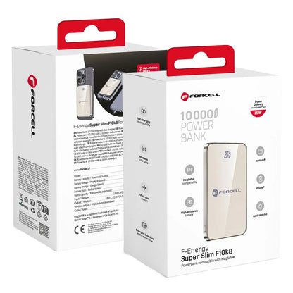 Batteria Esterna Wireless Forcell F10K8, 10000mAh, 15W, PD + FQI, 1 x QI - 1 x USB-C, Dorata