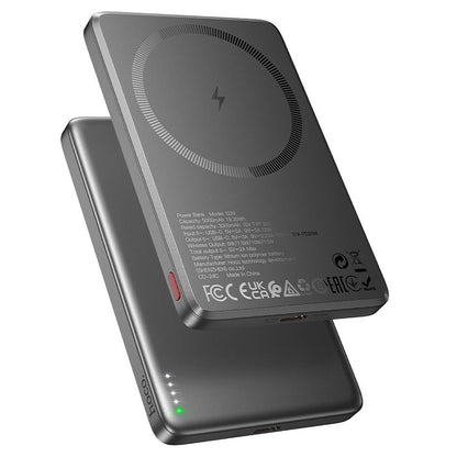 Batteria Esterna Wireless HOCO Q26, 5000mAh, 20W, PD + FQI, 1 x QI - 1 x USB-C, Grigio