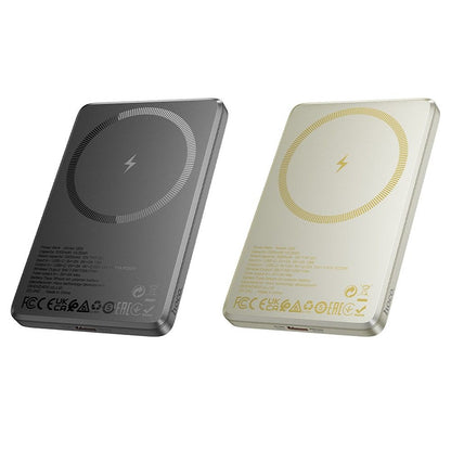 Batteria Esterna Wireless HOCO Q26, 5000mAh, 20W, PD + FQI, 1 x QI - 1 x USB-C, Grigio