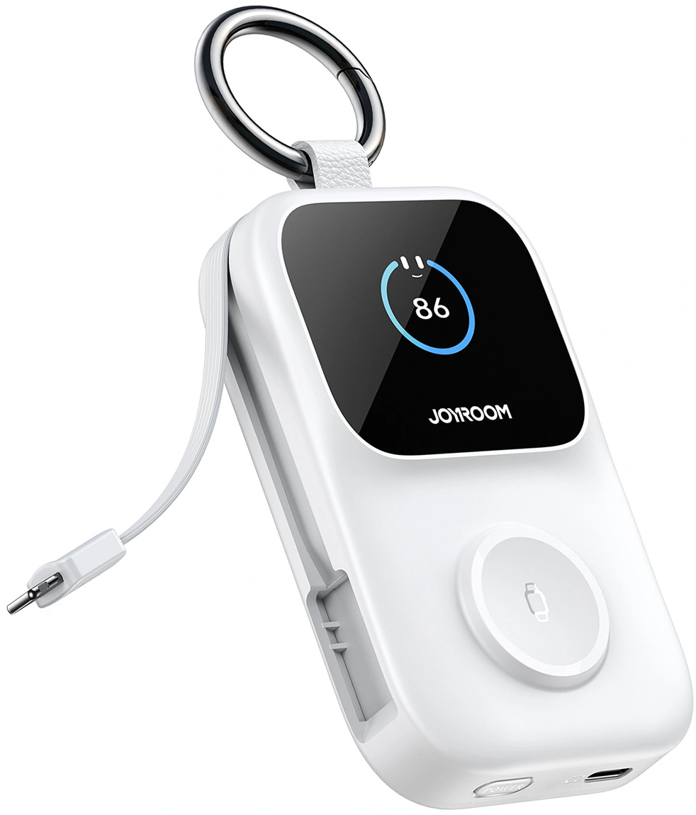 Batteria Esterna Wireless Joyroom JR-W19, 5000mAh, 20W, QC + PD, 1 x Lightning - 1 x QI - 2 x USB-C, Bianca