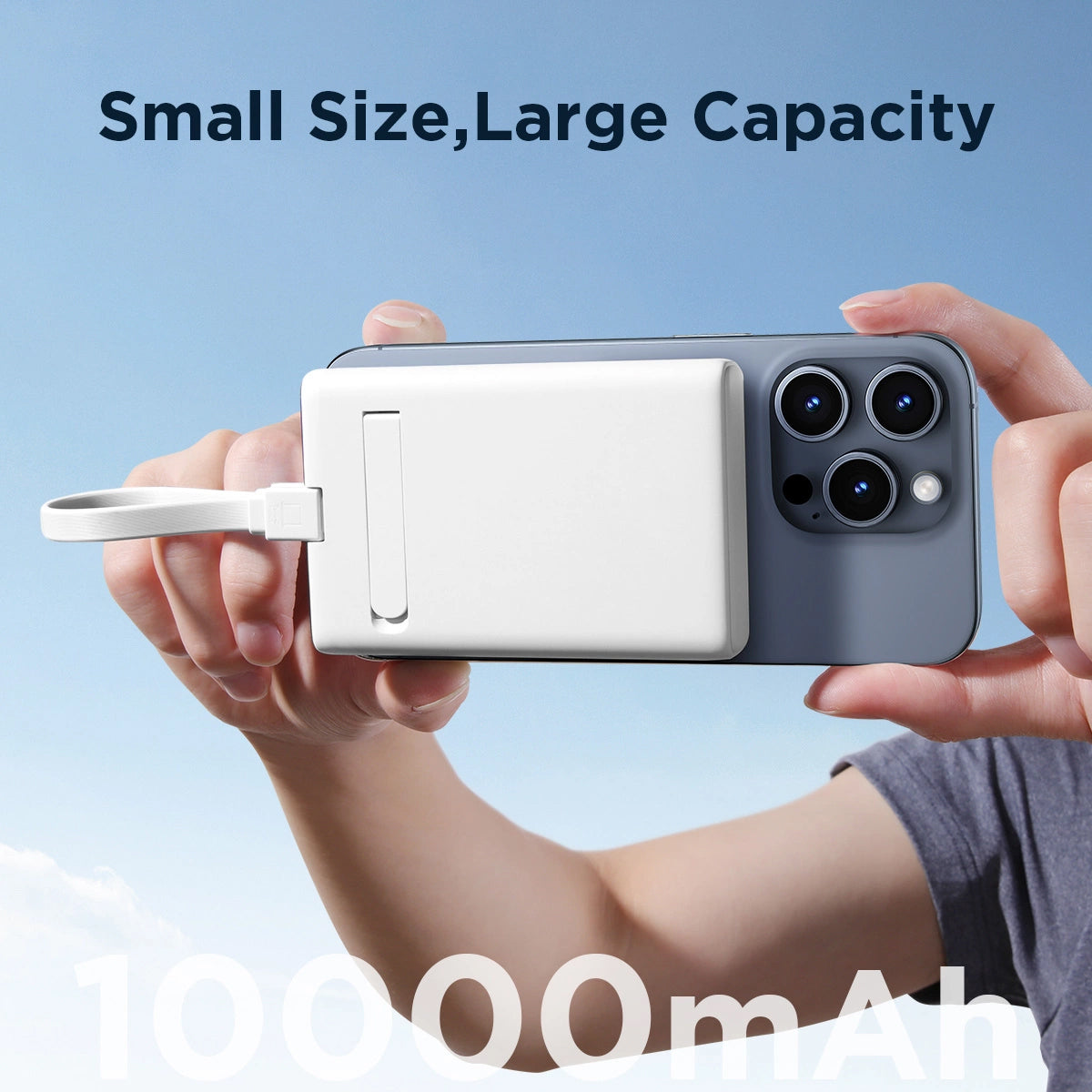 Batteria Esterna Wireless Joyroom JR-PBM01, 10000mAh, 20W, QC + PD + FQI, 1 x Lightning - 1 x QI - 1 x USB-C, Bianca