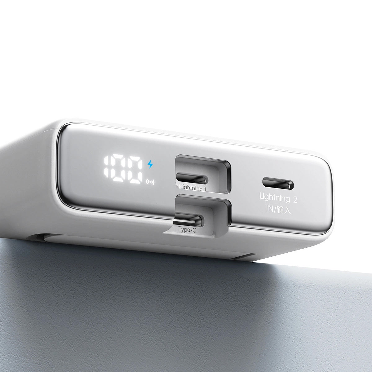 Batteria Esterna Wireless Joyroom JR-PBM01, 10000mAh, 20W, QC + PD + FQI, 1 x Lightning - 1 x QI - 1 x USB-C, Bianca