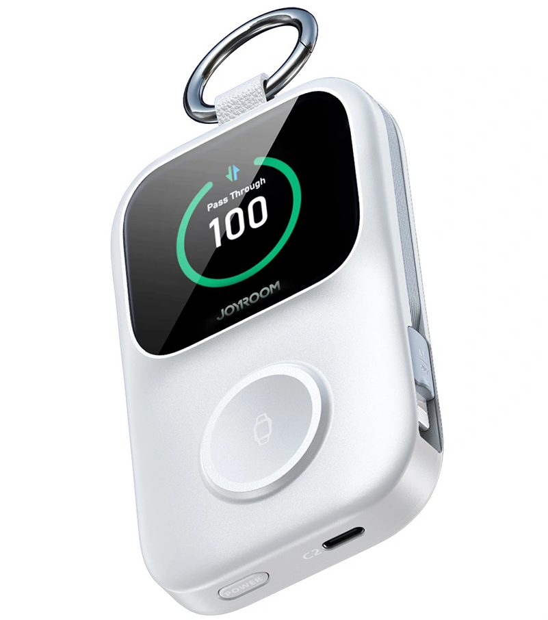 Batteria Esterna Wireless Joyroom JR-W19, 5000mAh, 20W, QC + PD, 1 x Lightning - 1 x QI - 2 x USB-C, Bianca