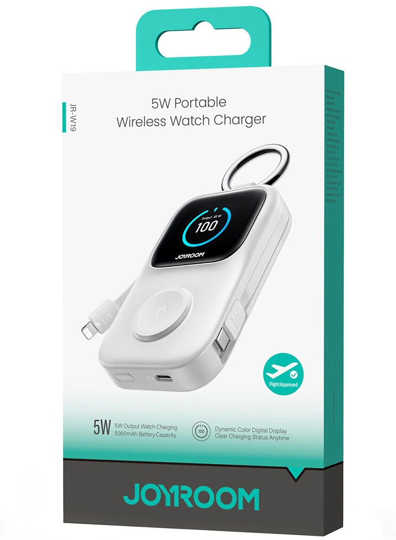 Batteria Esterna Wireless Joyroom JR-W19, 5000mAh, 20W, QC + PD, 1 x Lightning - 1 x QI - 2 x USB-C, Bianca