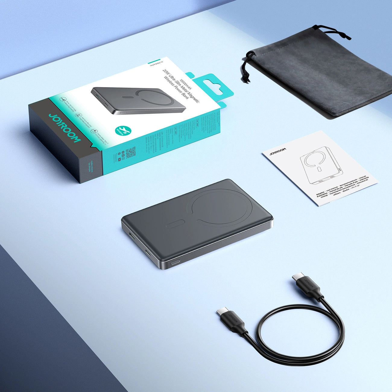Batteria Esterna Wireless Joyroom JR-PBM08 Pro, 10000mAh, 20W, PD + FQI, 1 x QI - 1 x USB-C, Grigio