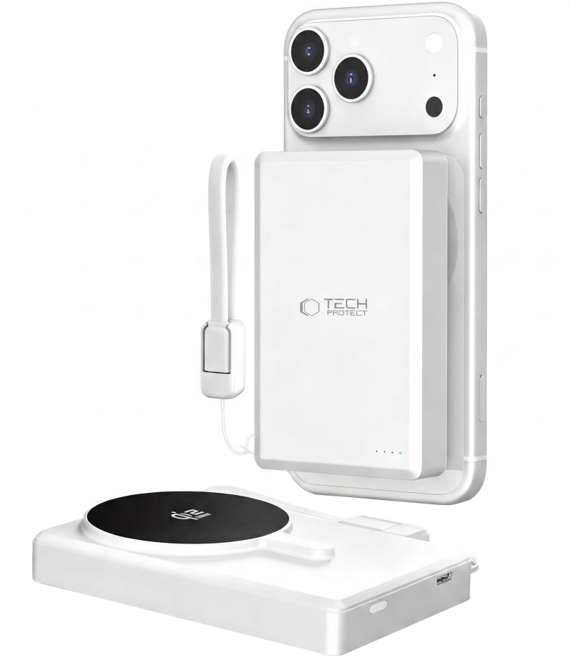 Batteria Esterna Wireless Tech-Protect PB40 LifeMag, 10000mAh, 25W, PD + FQI, 1 x QI - 1 x USB-C, Argento
