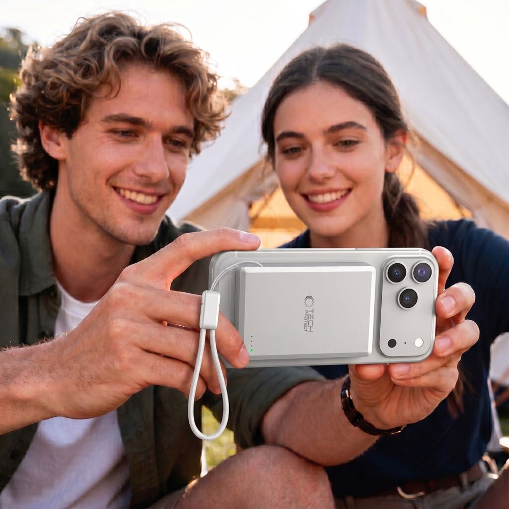 Batteria Esterna Wireless Tech-Protect PB40 LifeMag, 10000mAh, 25W, PD + FQI, 1 x QI - 1 x USB-C, Argento