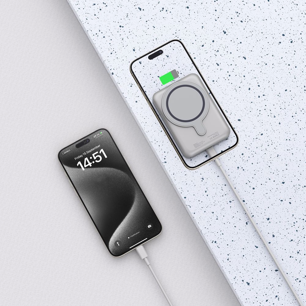 Batteria Esterna Wireless Tech-Protect PB11 LifeMag, 10000mAh, 15W, PD + FQI, 1 x QI - 1 x USB-C, Grigio, Ricondizionata