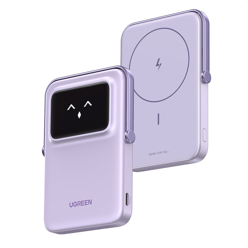 Batteria Esterna Wireless UGREEN PB571 Uno, 5000mAh, 20W, PD + FQI, 1 x QI - 1 x USB-C, Viola