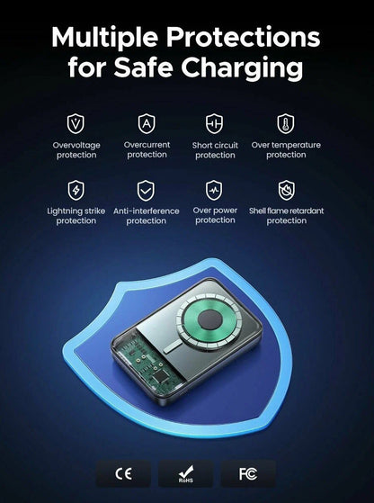 Batteria Esterna Wireless UGREEN PB562, 10000mAh, 20W, PD + FQI, 1 x QI - 1 x USB-C, Nera
