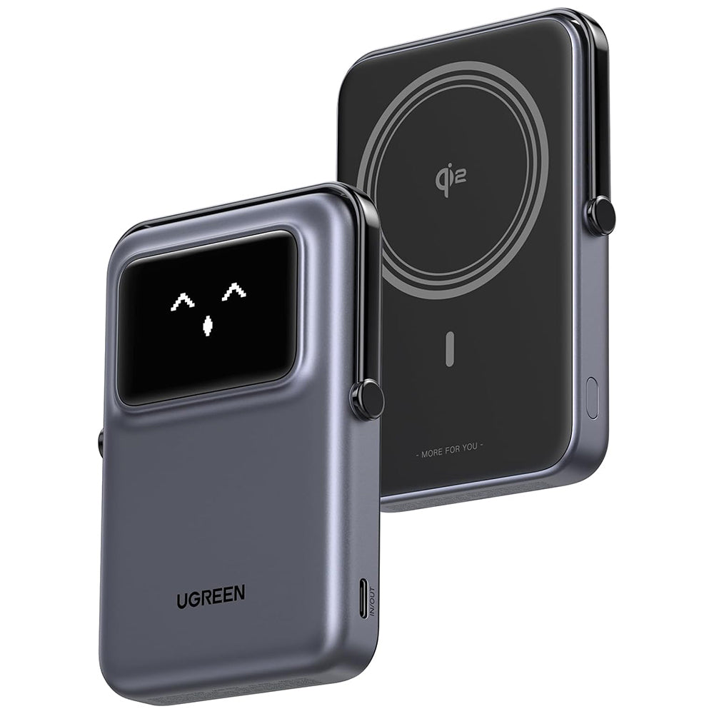 Batteria Esterna Wireless UGREEN PB764 Uno, 10000mAh, 20W, PD + FQI, 1 x QI - 1 x USB-C, Grigio