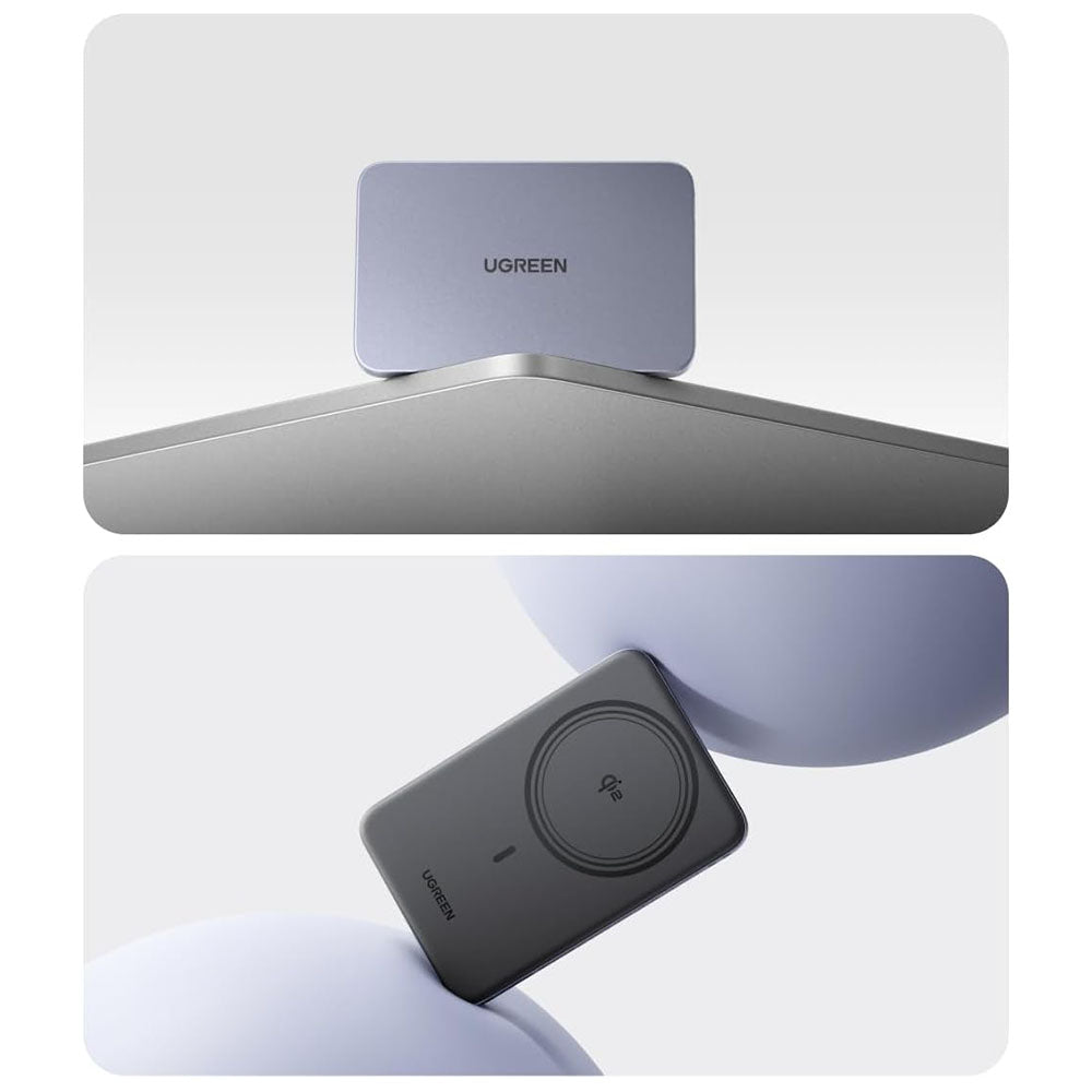 Batteria Esterna Wireless UGREEN PB580 (75984B), 5000mAh, 15W, PD + FQI, 1 x QI - 1 x USB-C, Grigio