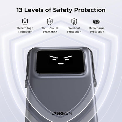 Batteria Esterna Wireless UGREEN PB764 Uno, 10000mAh, 20W, PD + FQI, 1 x QI - 1 x USB-C, Grigio