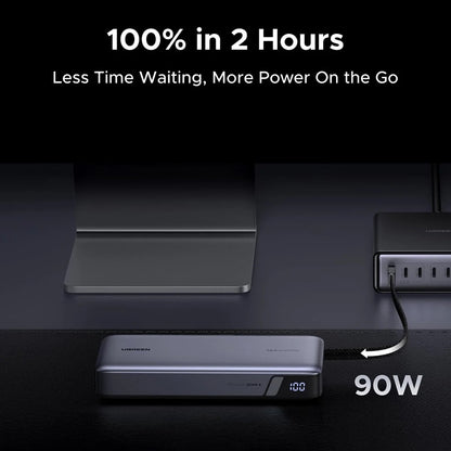 Batteria Esterna UGREEN PB726 (55995B), 25000mAh, 165W, QC + PD, 1 x USB-A - 3 x USB-C, Grigio