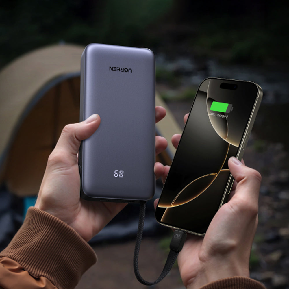 Batteria Esterna UGREEN PB536 (55988B), 20000mAh, 45W, QC + PD, 1 x USB-A - 2 x USB-C, Grigio