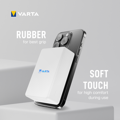 Batteria Esterna Wireless Varta Mag Pro, 10000mAh, 20W, 1 x QI - 2 x USB-C, Bianca